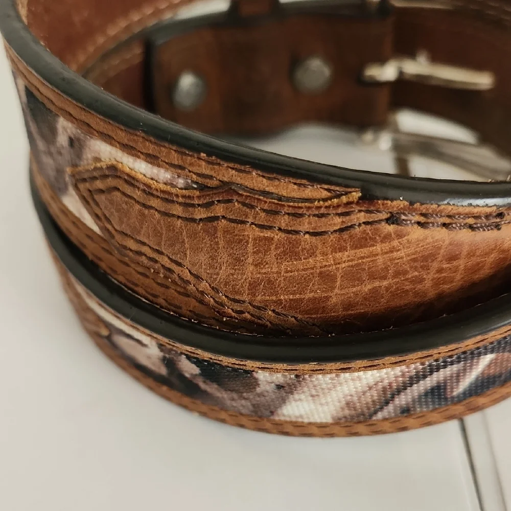 Ariat Camo Brown Leather Belt with Silver Buckle 26